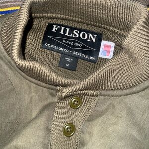 Filson Olive Henley Shirt with Button Details